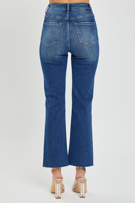 Jojo High Rise Button Down Ankle Straight Jeans