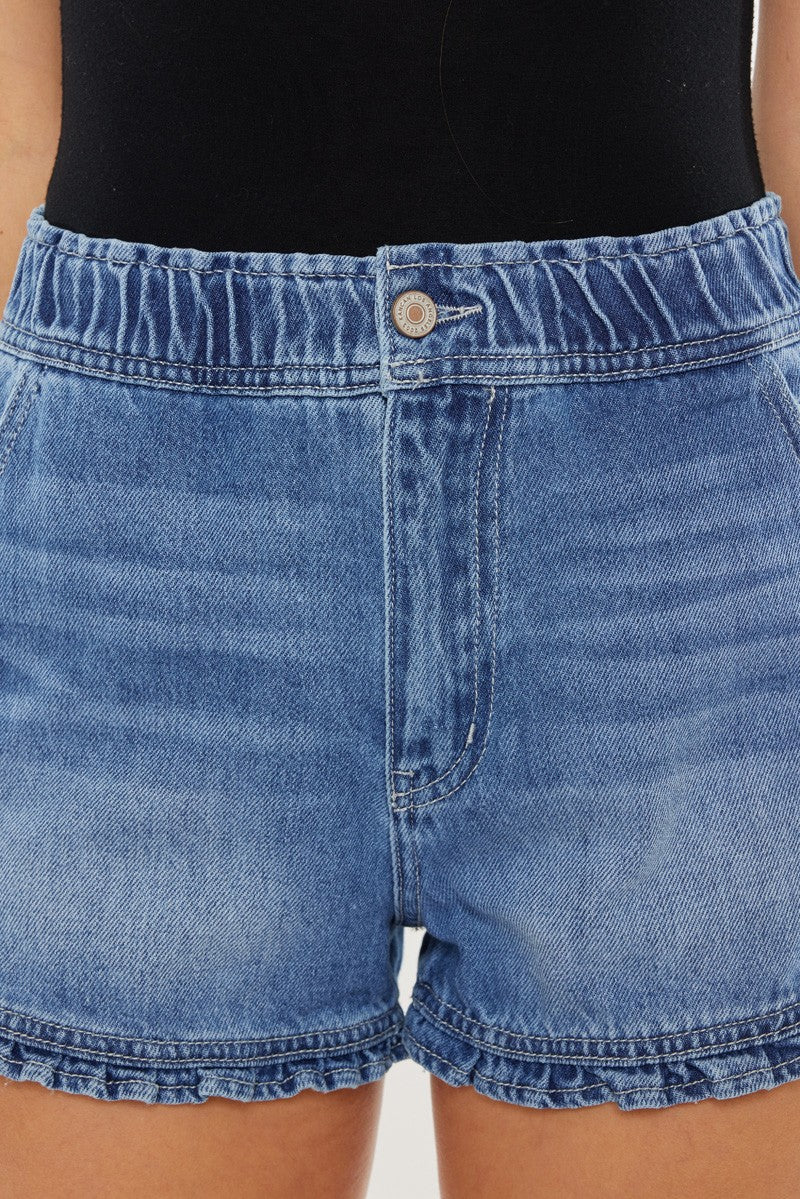 Sophie Ruffle Hem Denim Shorts