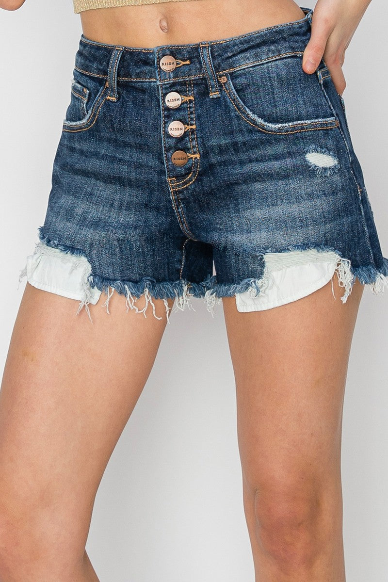 Mid Rise Button Down Shorts