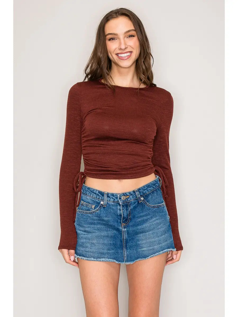 Rum Raisin Drawstring Long Sleeve