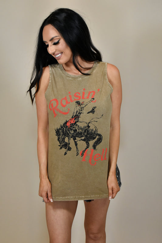 Raisin' Hell Taupe Tank