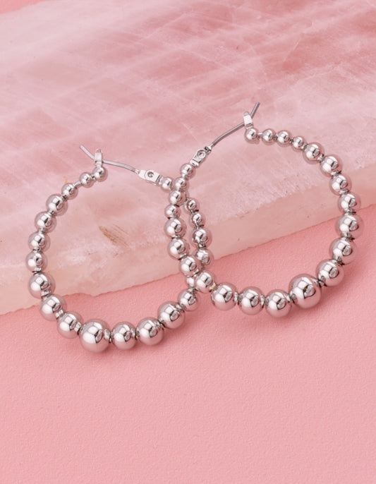 SILVER BALL HOOPS