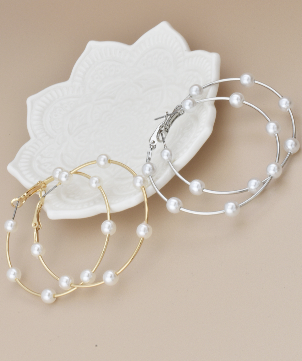 Tess Pearl Hoops
