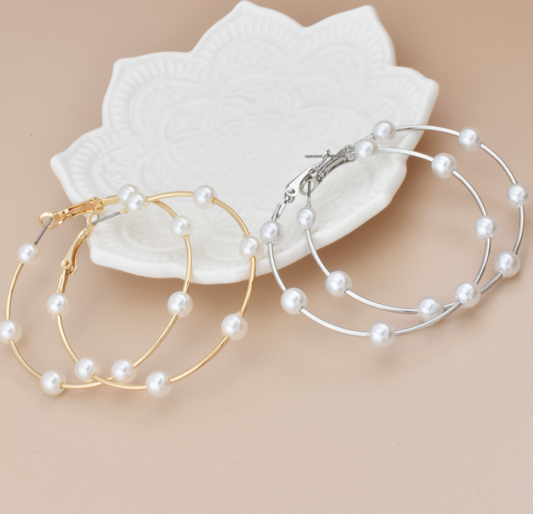 Tess Pearl Hoops