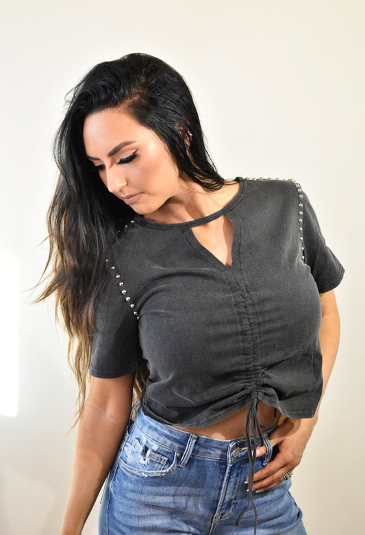 Stella Tie Front Studded Shirt