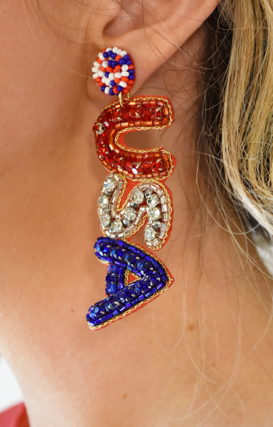 USA Beaded Earrings