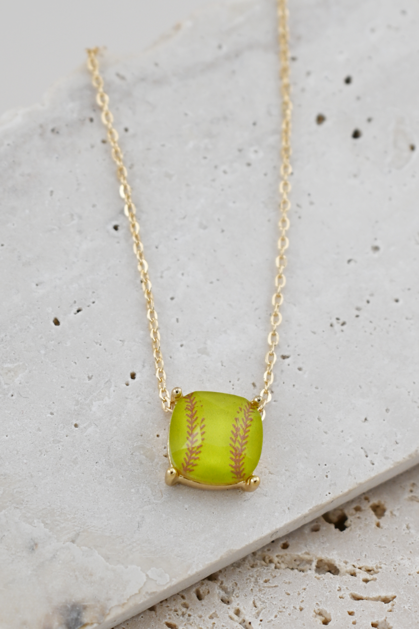 Cushion Cut Softball Necklace