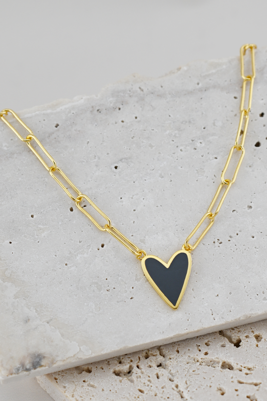 Gold Dipped Heart Enamel Pendant Necklace