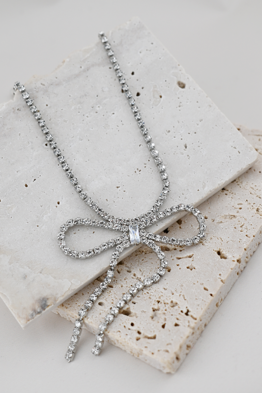 Rhinestone Bow Necklace