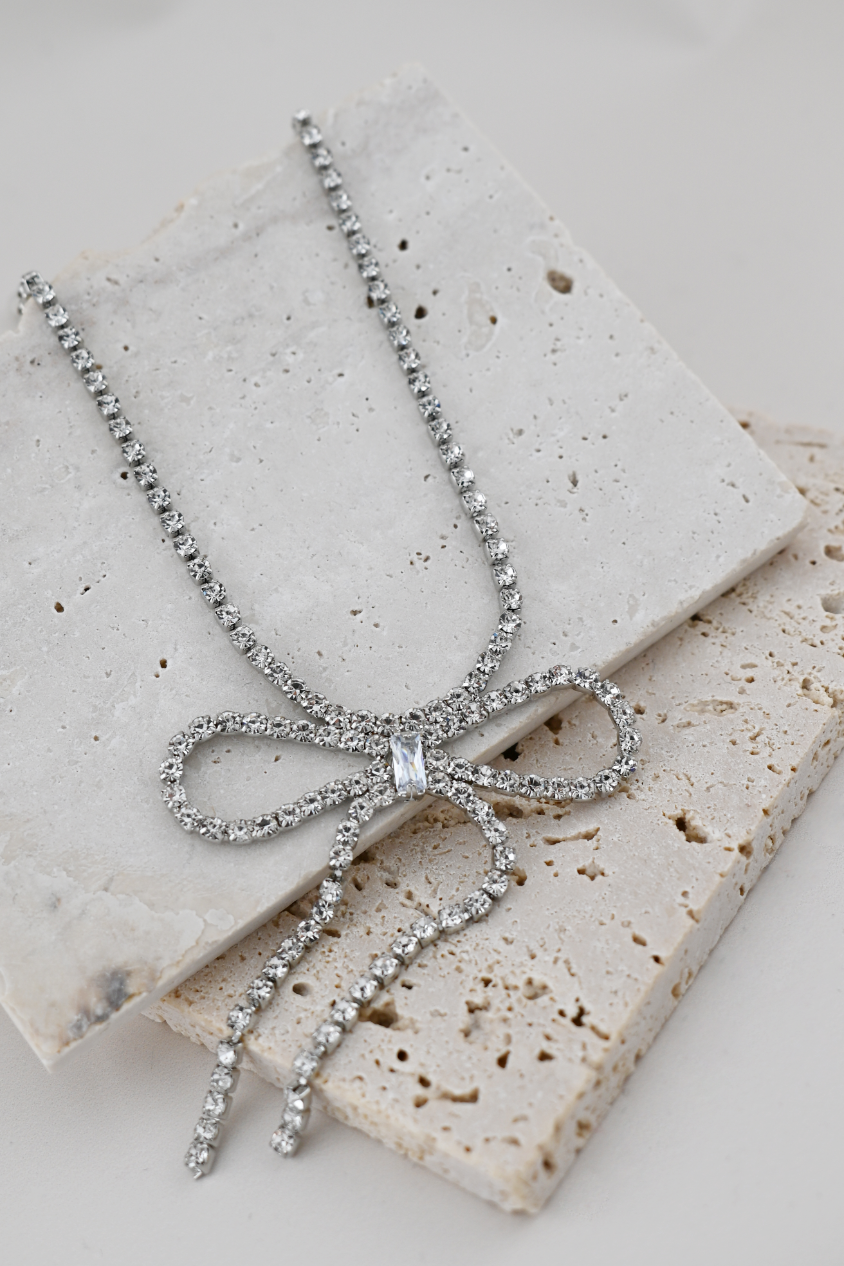 Rhinestone Bow Necklace