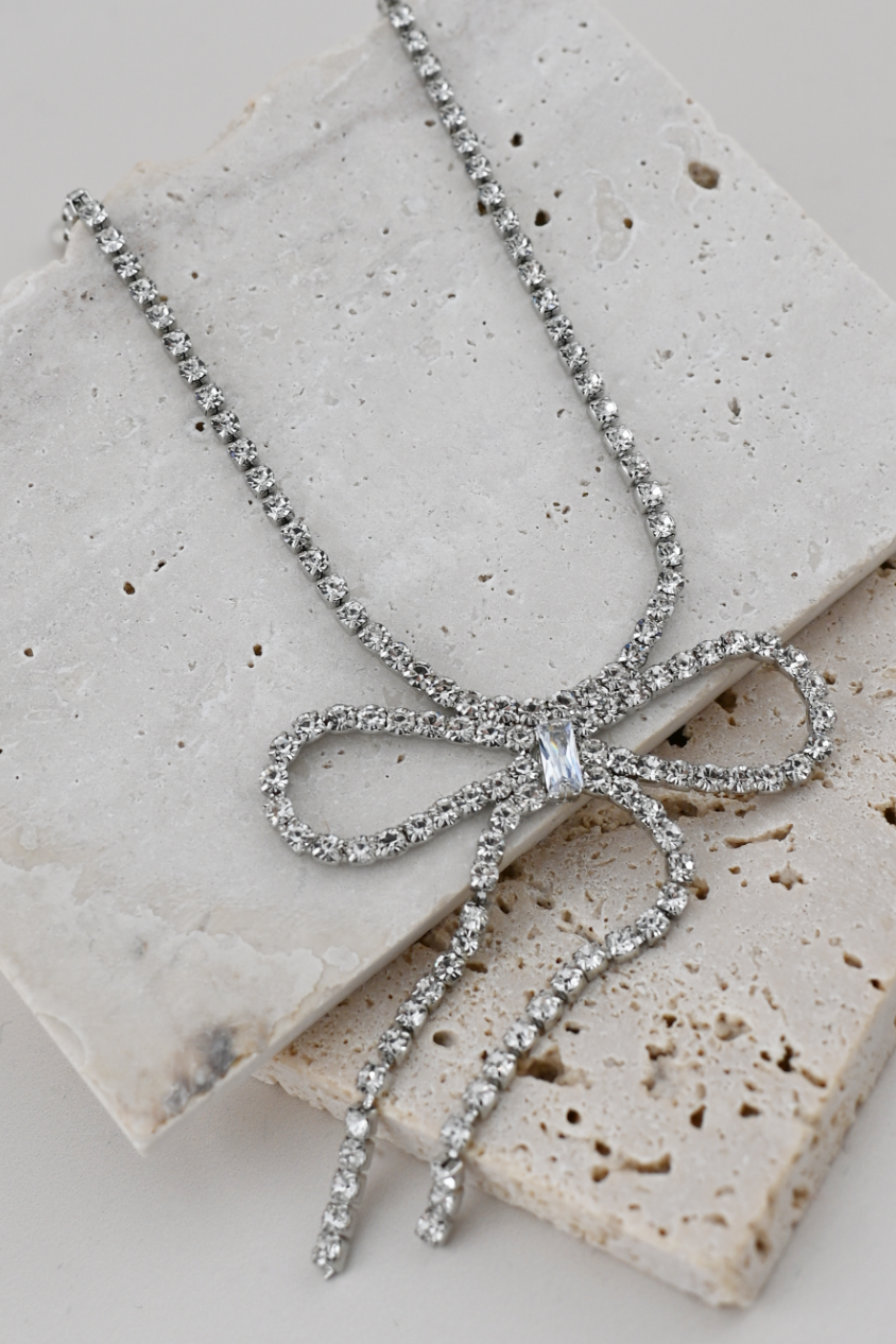 Rhinestone Bow Necklace