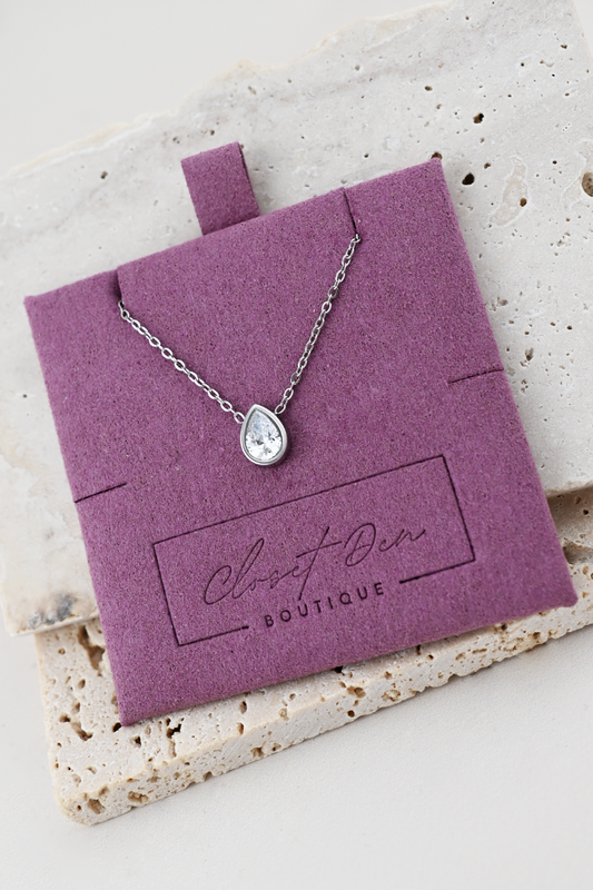 Silver Dainty Teardrop Necklace