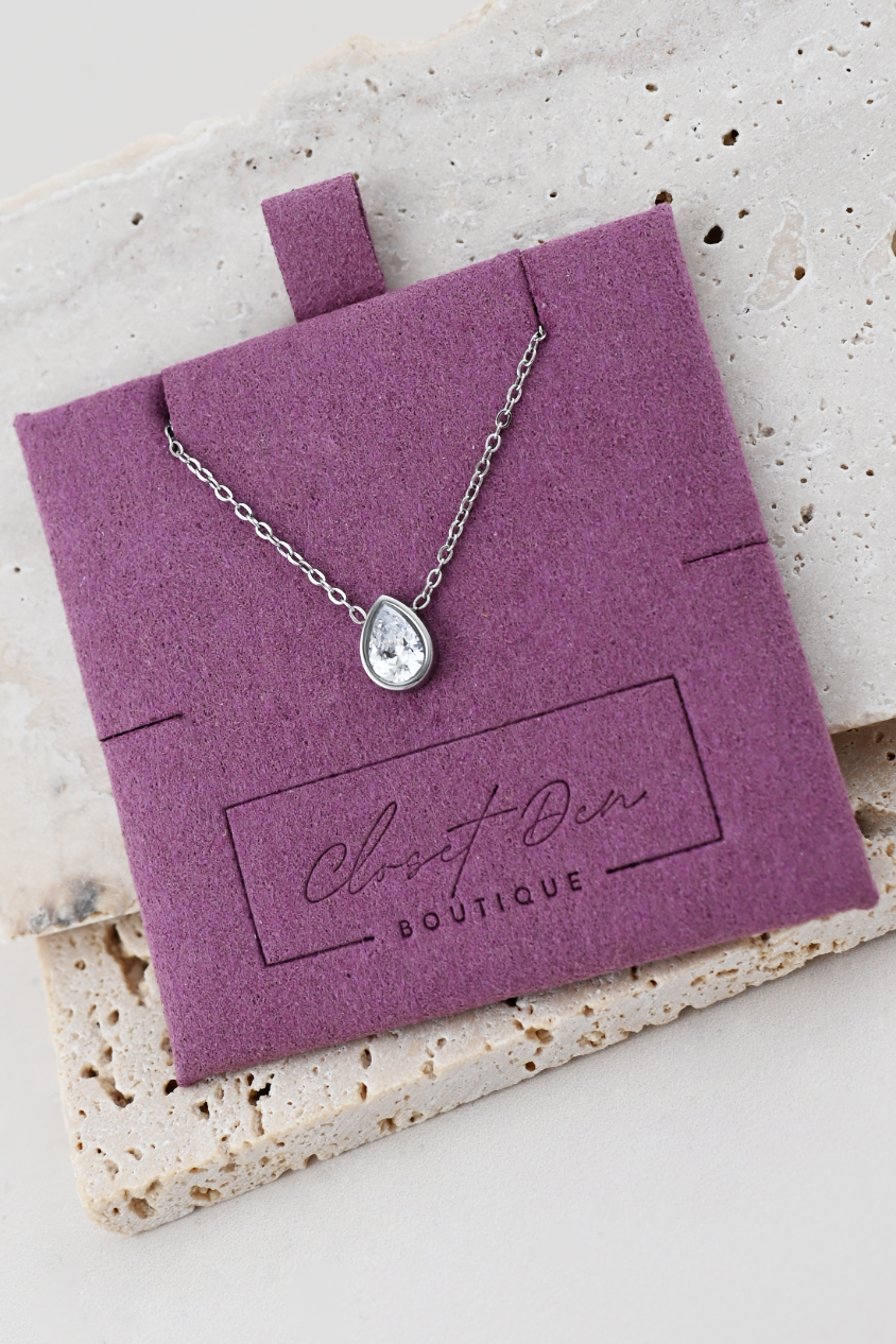 Silver Dainty Teardrop Necklace