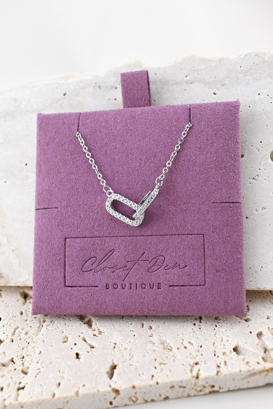 Silver Luxe Link Crystal Pendant Necklace