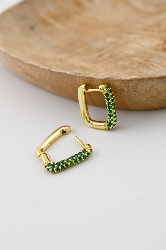 Lucky Spark Rectangle Hoop Earrings