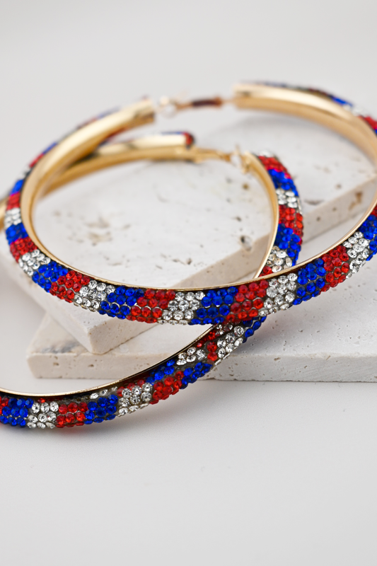 Patriotic Rhinestone Hoops
