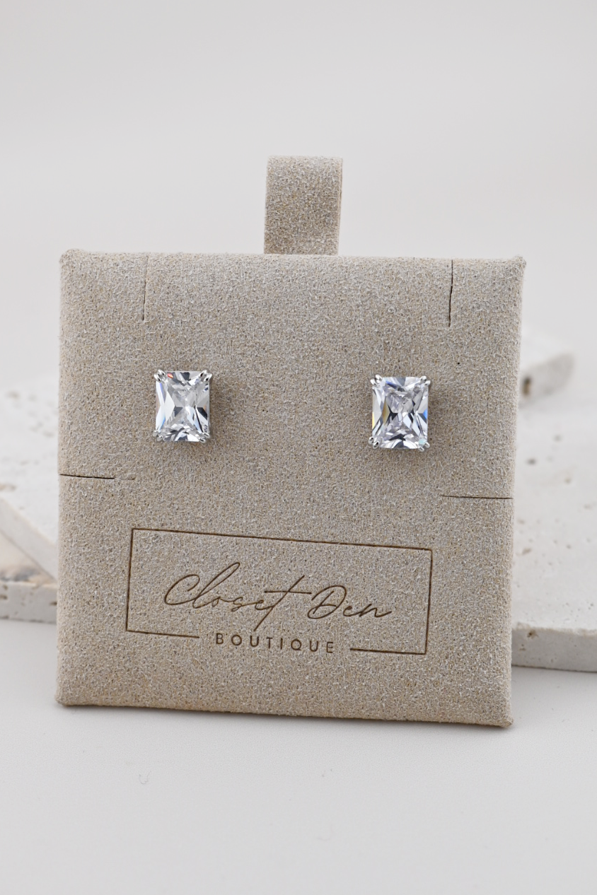 Emerald Cut Stud Earrings