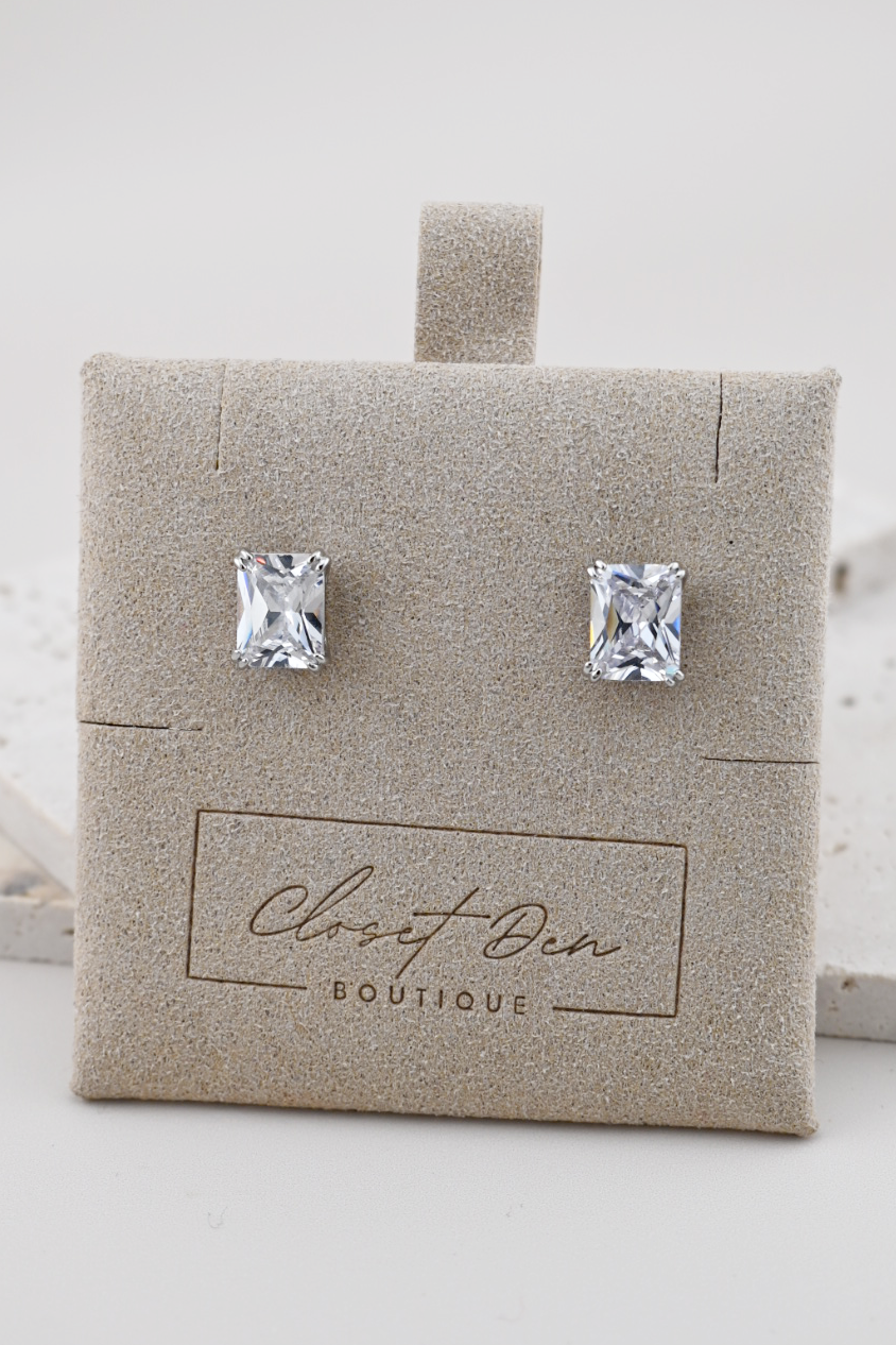 Emerald Cut Stud Earrings
