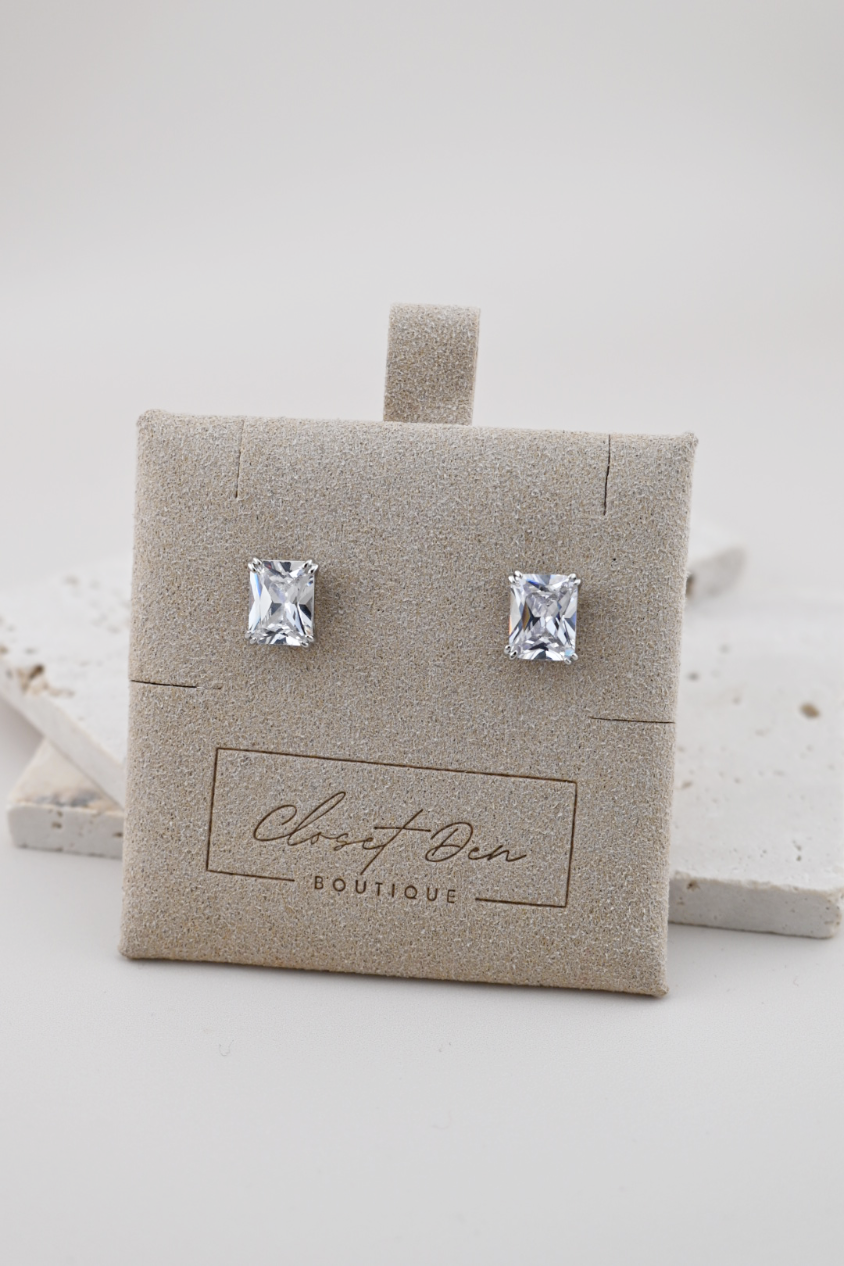 Emerald Cut Stud Earrings