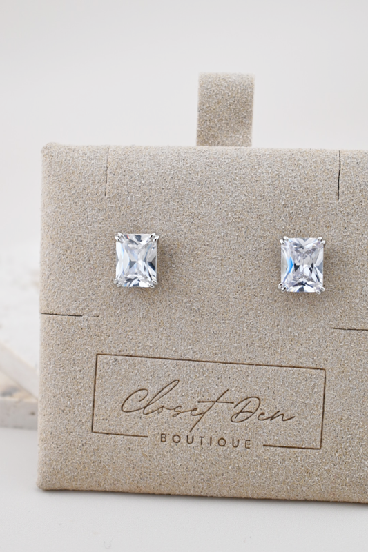Emerald Cut Stud Earrings