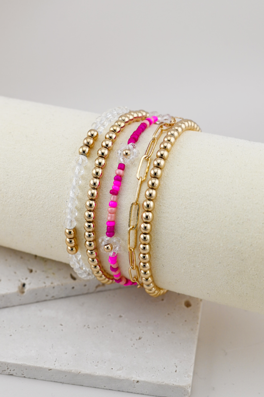 Flower & Chain Stackable Bracelets