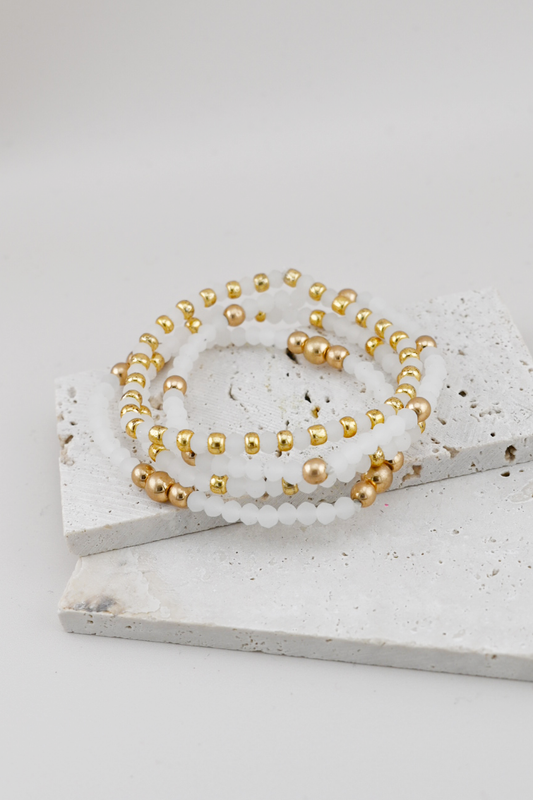 White Stackable Bracelets