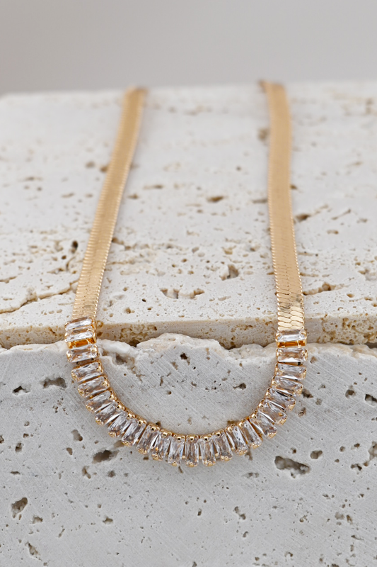Rhinestone Herringbone Necklace