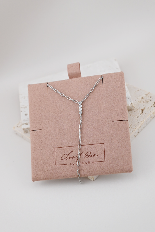 Silver Kayla Tiered Rhinestone Chain Necklace