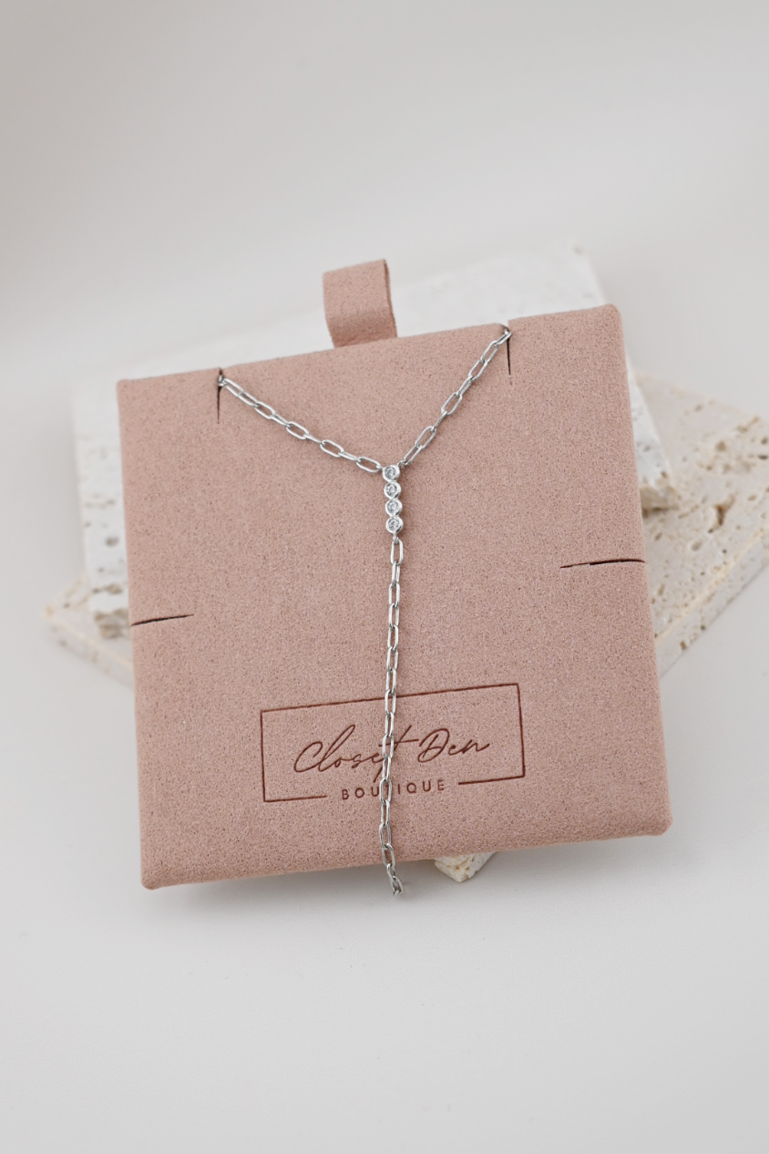 Silver Kayla Tiered Rhinestone Chain Necklace