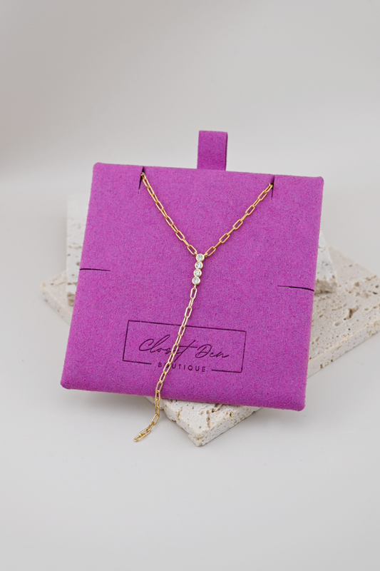 Gold Kayla Tiered Rhinestone Chain Necklace