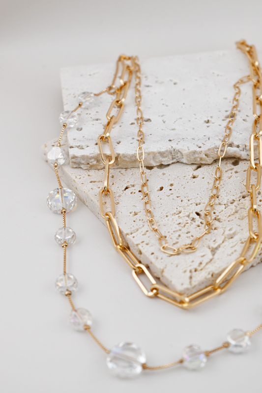 Layered Stones & Chains Necklace