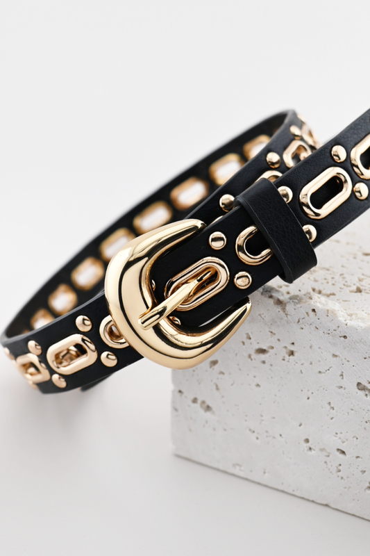 Black Oval Studded Belt