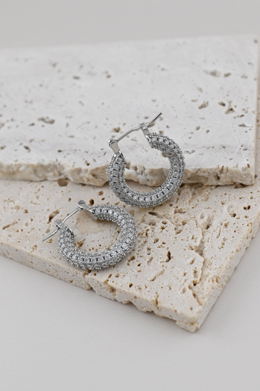 Luminous Pave Hoops (Silver)