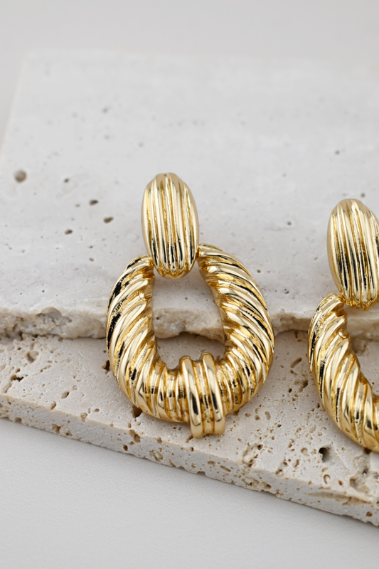 Metallic Braided Door Knocker Drop Earrings – Gold
