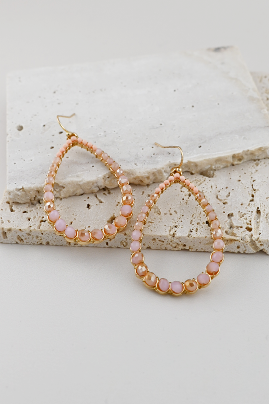 Blushing Beaded Teardrop Earrings