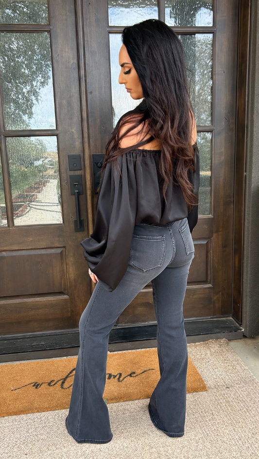 Ultra High Rise Black Flare Jeans