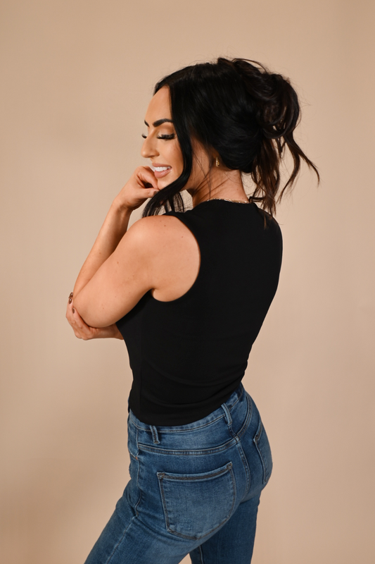 Black Square Neck Tank