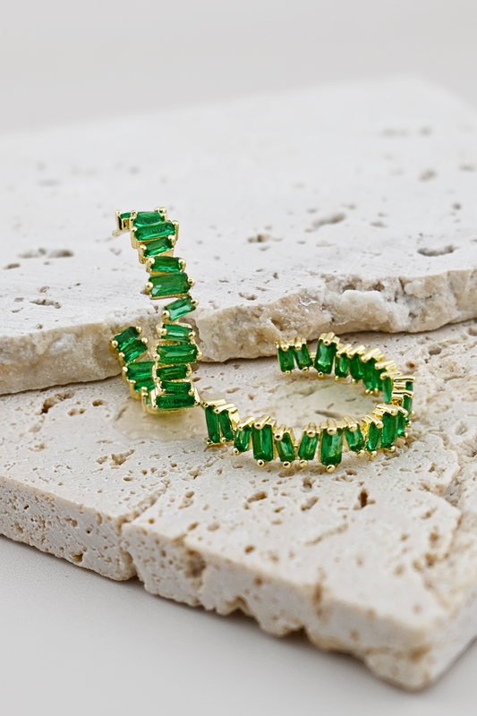 Emerald Glitz Hoop Earrings