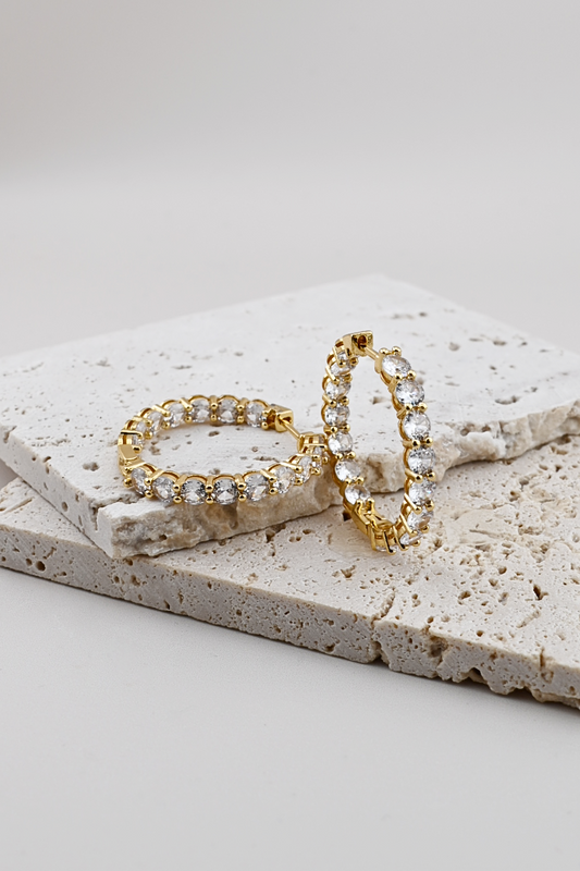 Gold Crystal Hoop Earrings