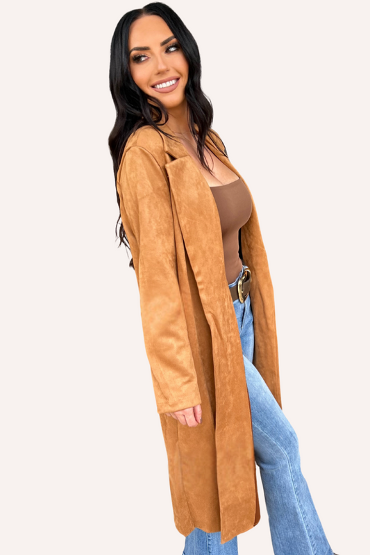 Camel Faux Suede Coat