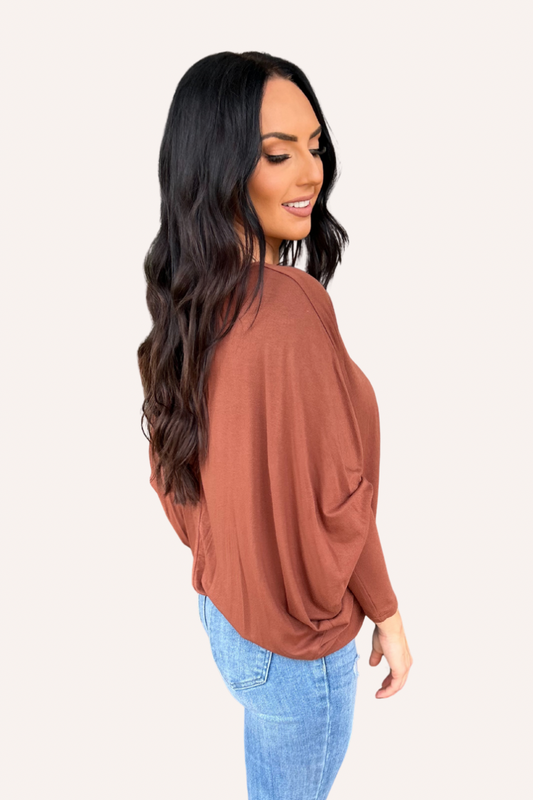 Chestnut Dolman Long Sleeve Top