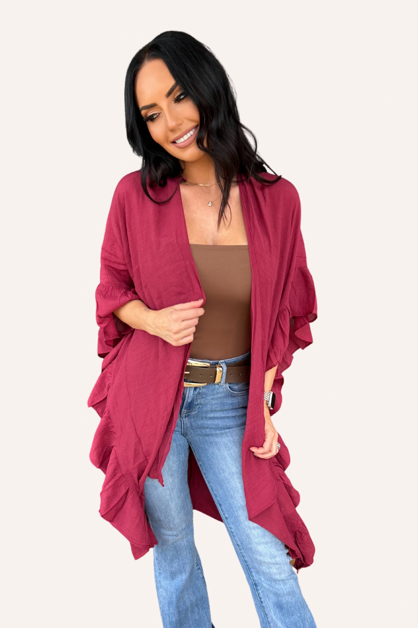 Maroon Ruffled Duster