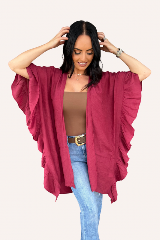 Maroon Ruffled Duster