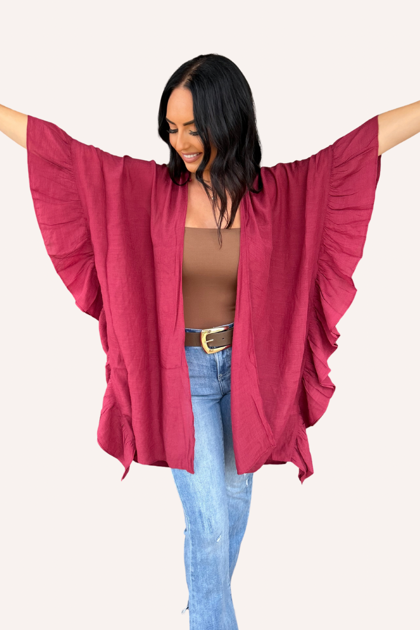 Maroon Ruffled Duster