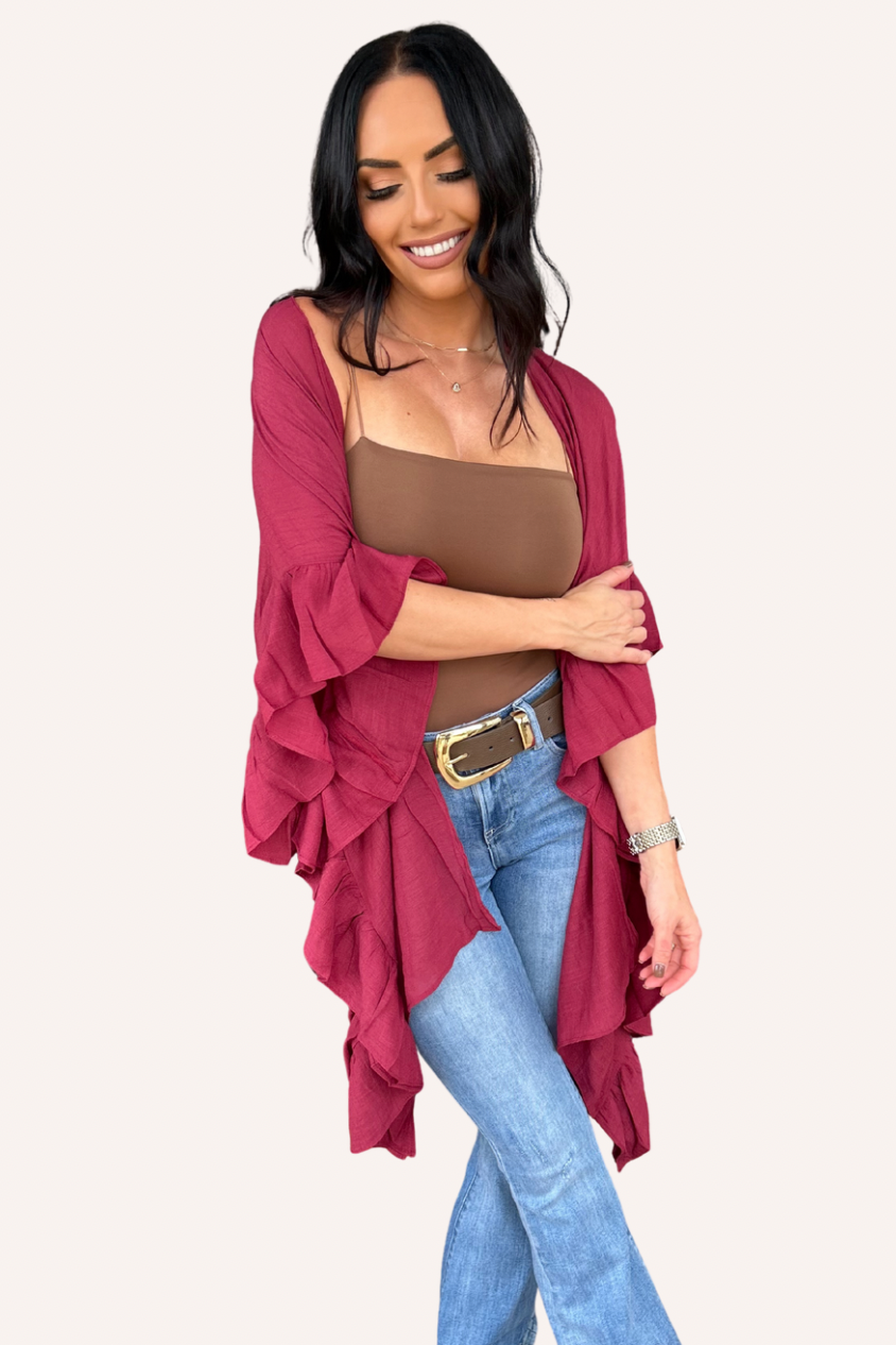 Maroon Ruffled Duster