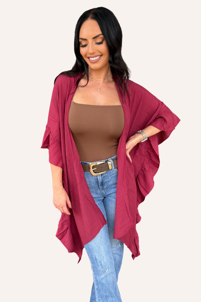 Maroon Ruffled Duster