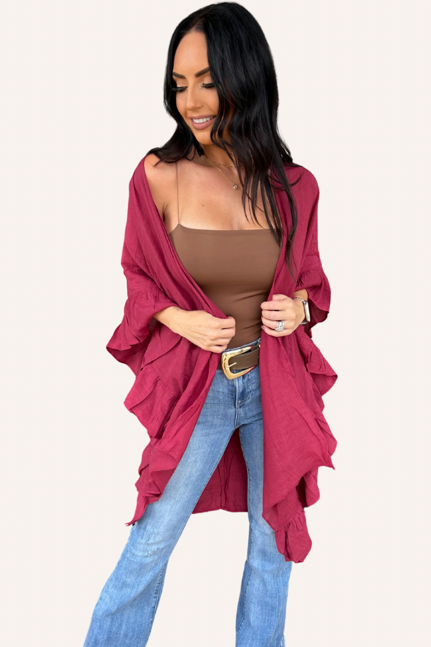 Maroon Ruffled Duster