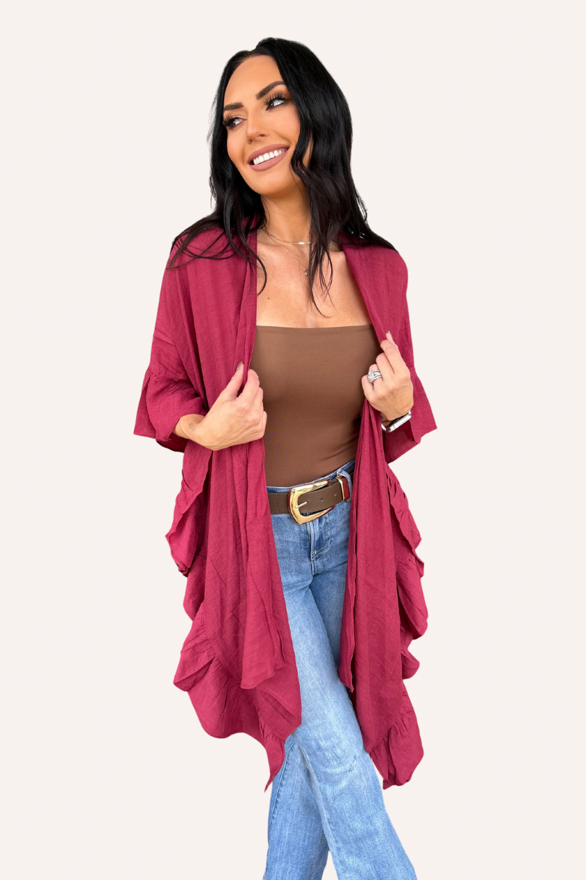 Maroon Ruffled Duster