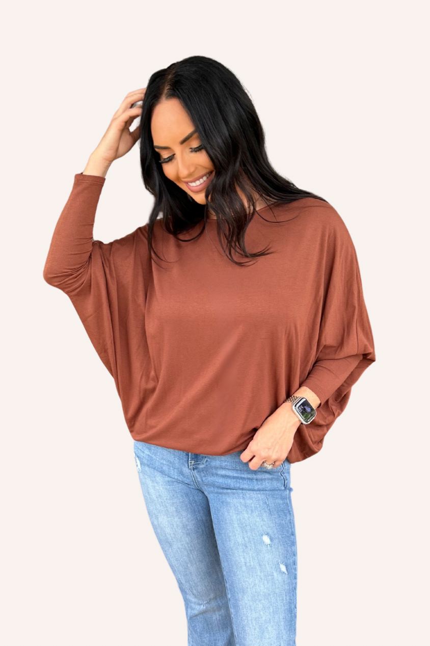 Chestnut Dolman Long Sleeve Top