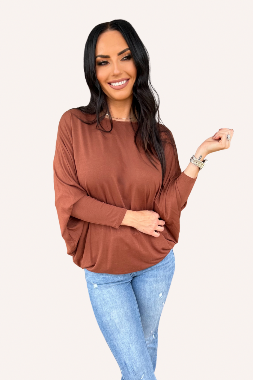 Chestnut Dolman Long Sleeve Top